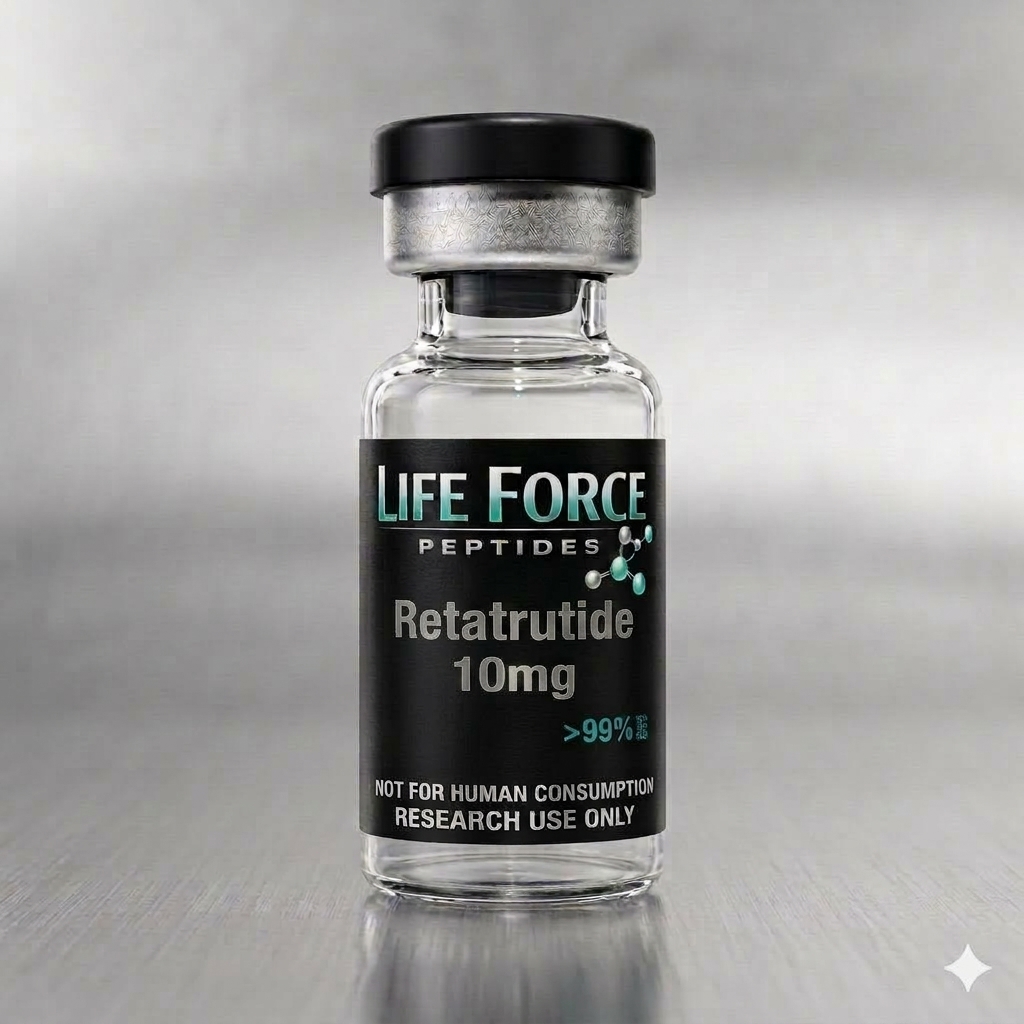 Life Force Peptides Retatrutide 10 mg research vial